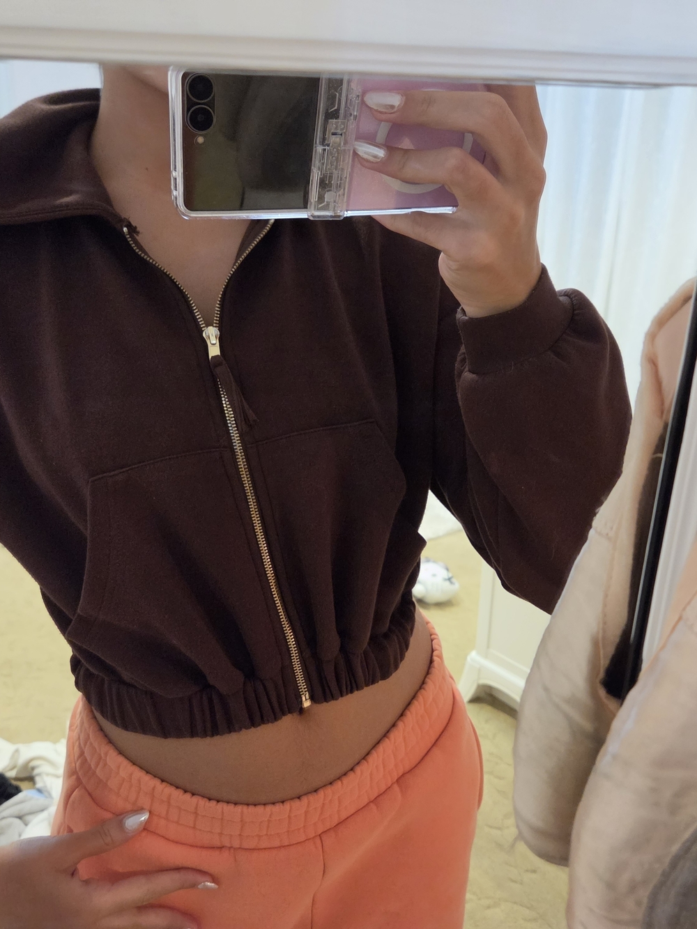 Windsor's Cropped Bomber Jacket in Brown Like New